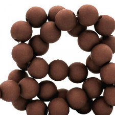Acrylic beads 4mm round Matt Dark brick brown